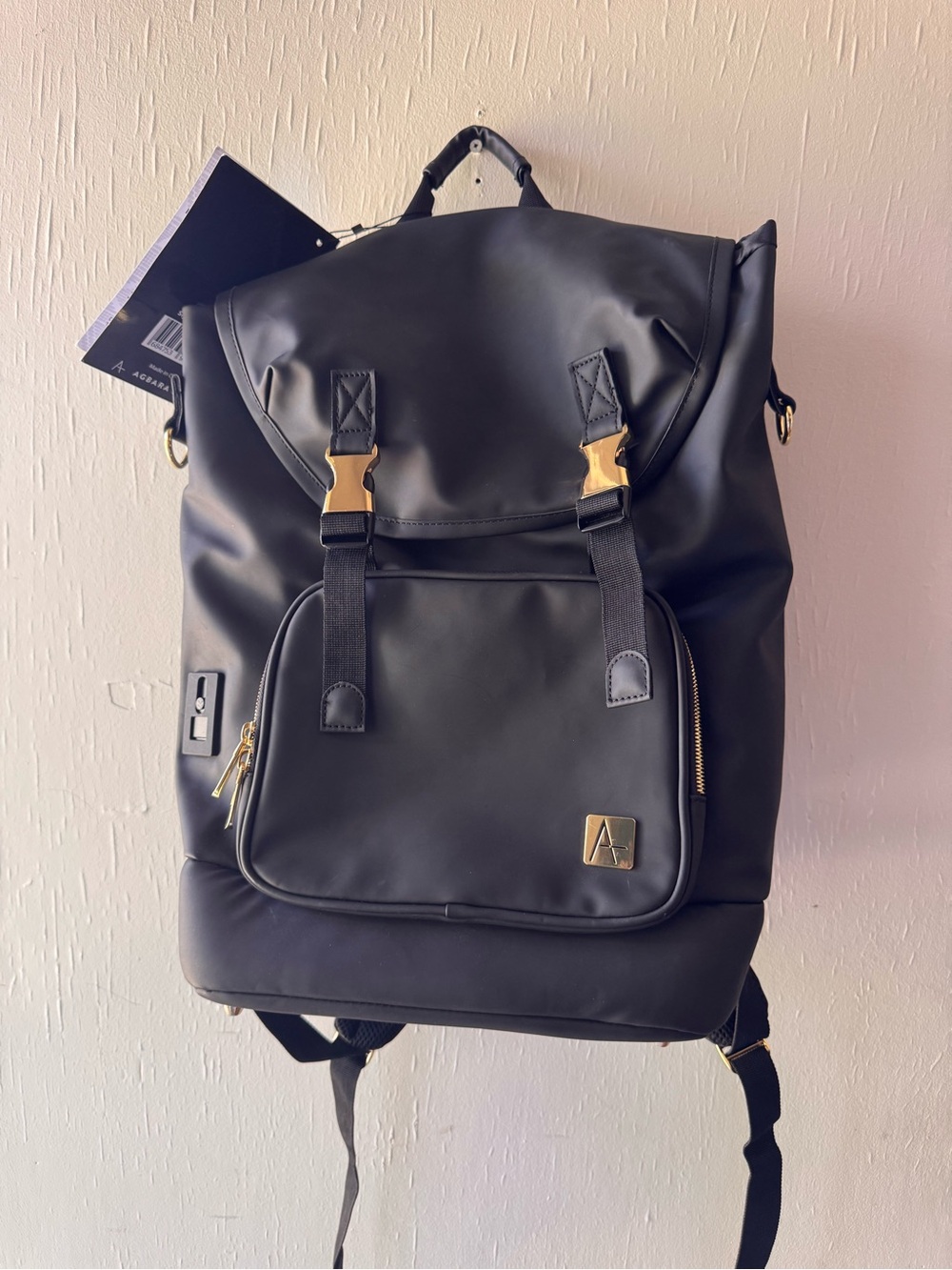 Agbara Life Black Backpack with Gold Plated Hardware